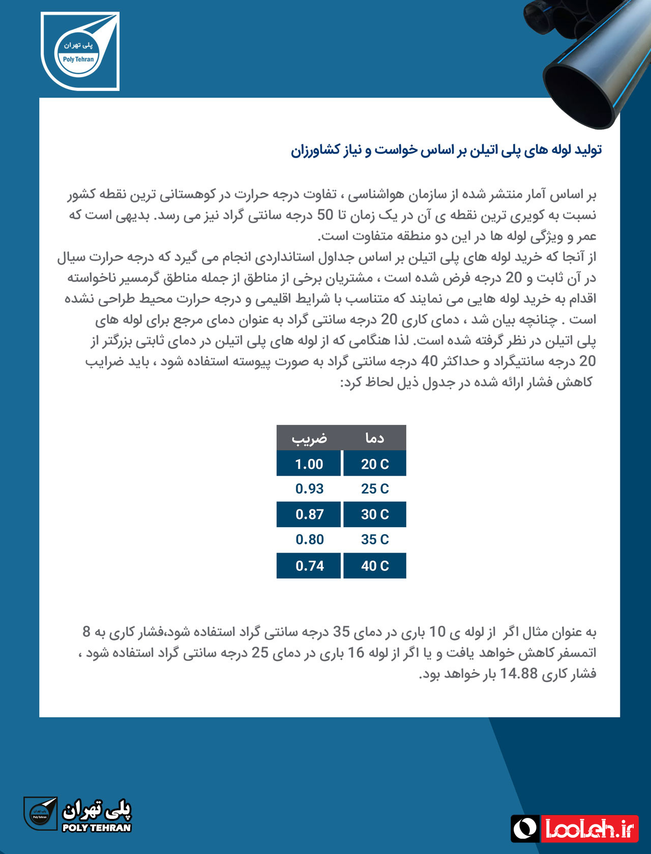 تصویر و توضیحات طول عمر لوله های پلی اتیلن